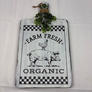 Farm‎ Fresh Organic Pig Chicken Cutting Board Wall Decor Rustic Kitchen